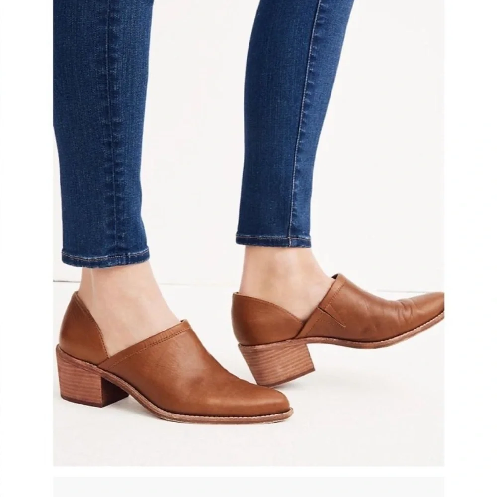 Madewell Brady Low Cut Leather Bootie Size 10 English Saddle - Picture 2 of 14